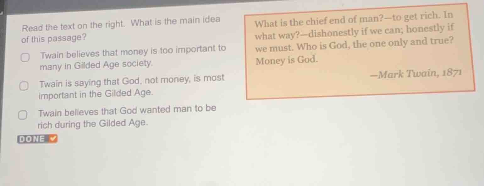 read the text on the right. what is the main idea of this passage? twai…