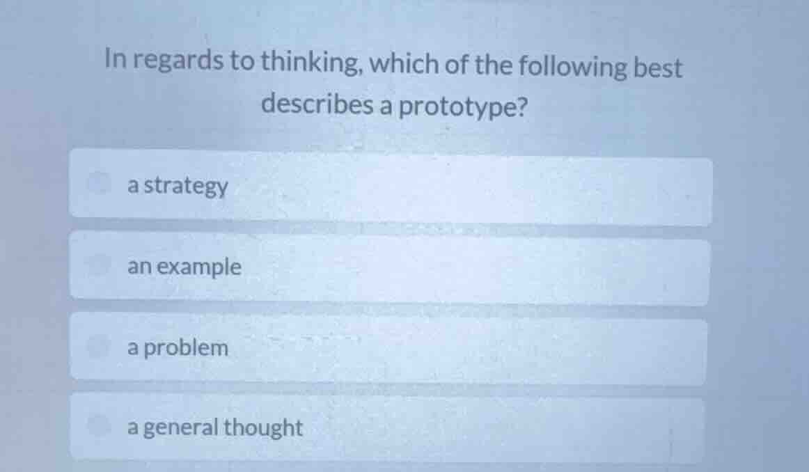 in regards to thinking, which of the following best describes a prototy…