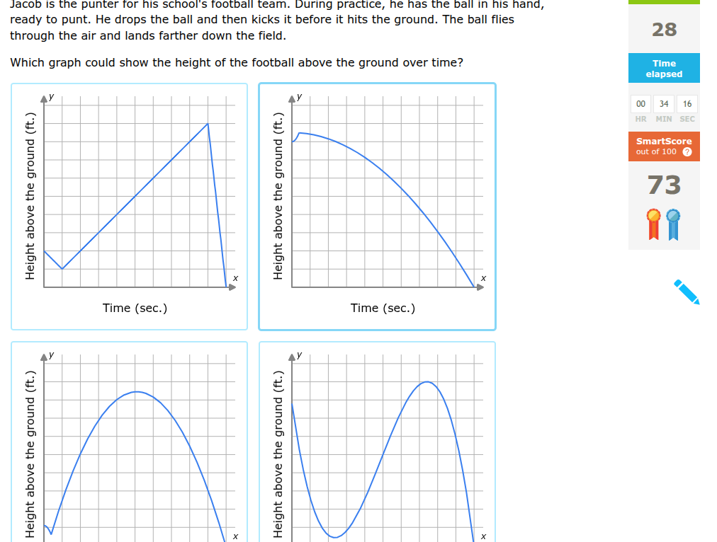 jacob is the punter for his schools football team. during practice, he …