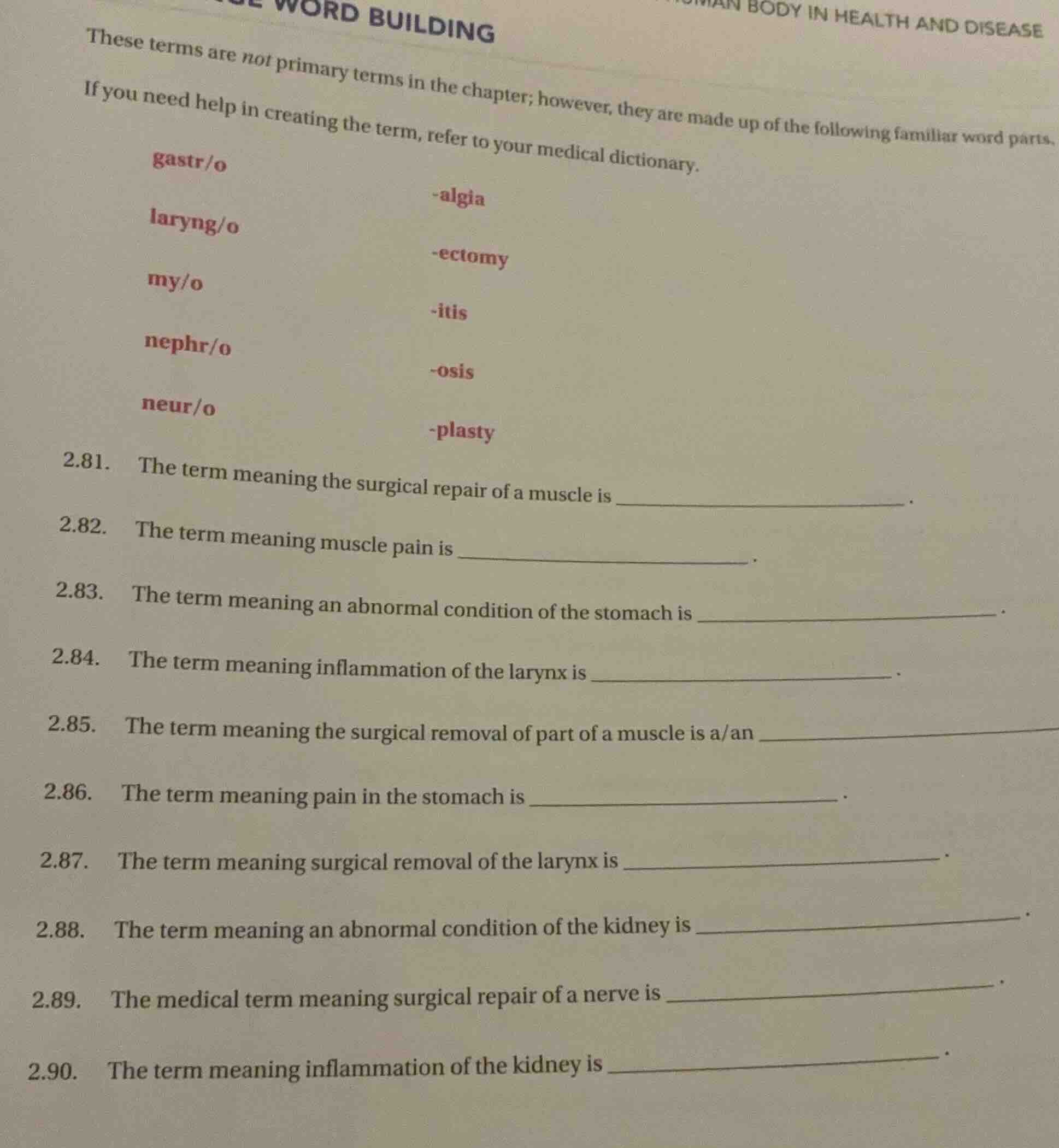 word building these terms are not primary terms in the chapter; however…