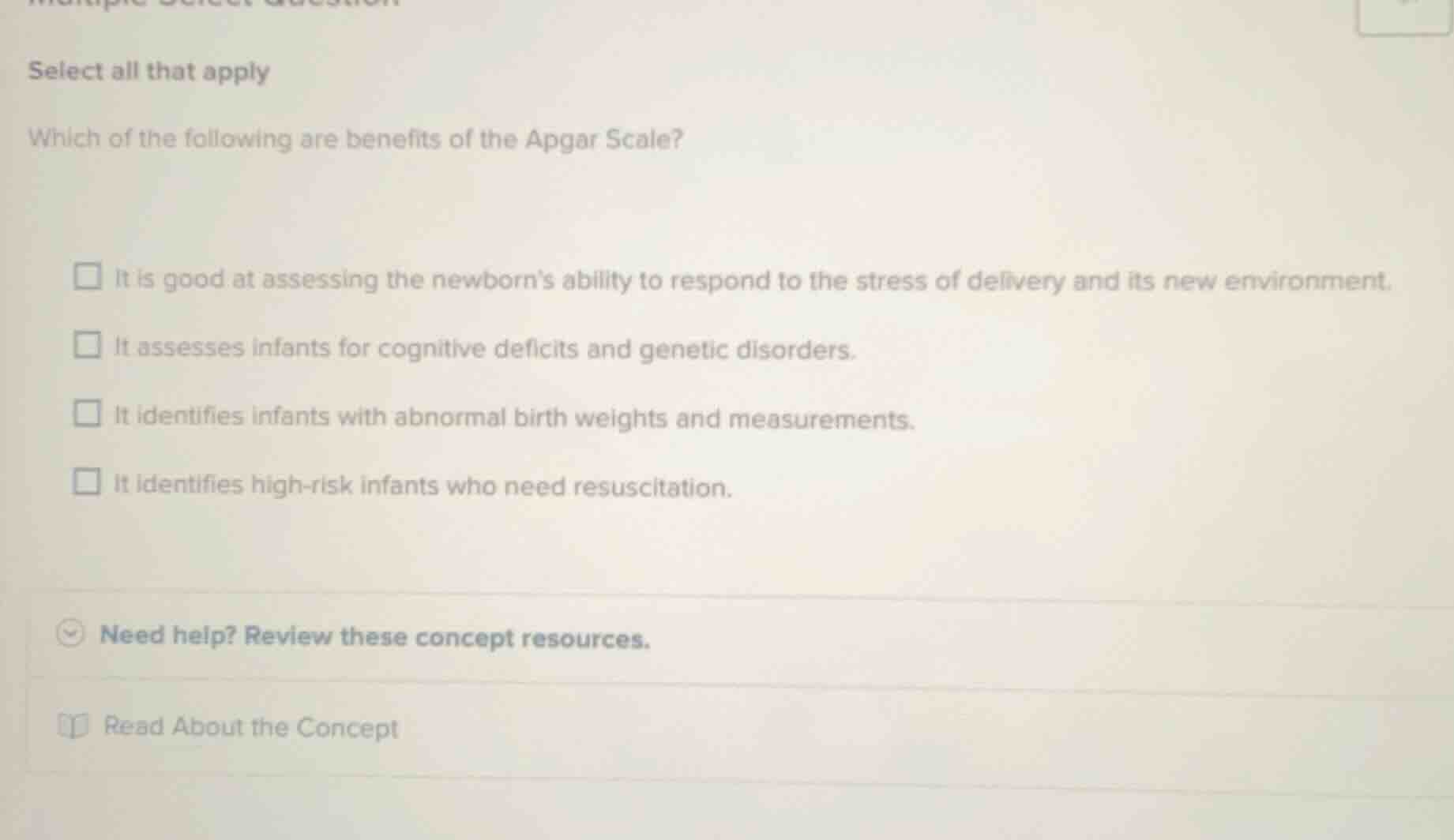 select all that apply which of the following are benefits of the apgar …