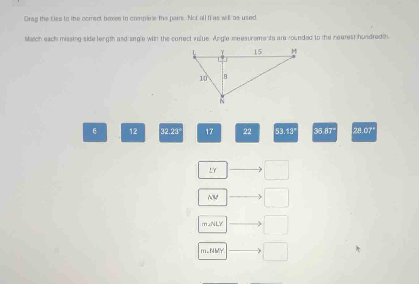 drag the tiles to the correct boxes to complete the pairs. not all tile…