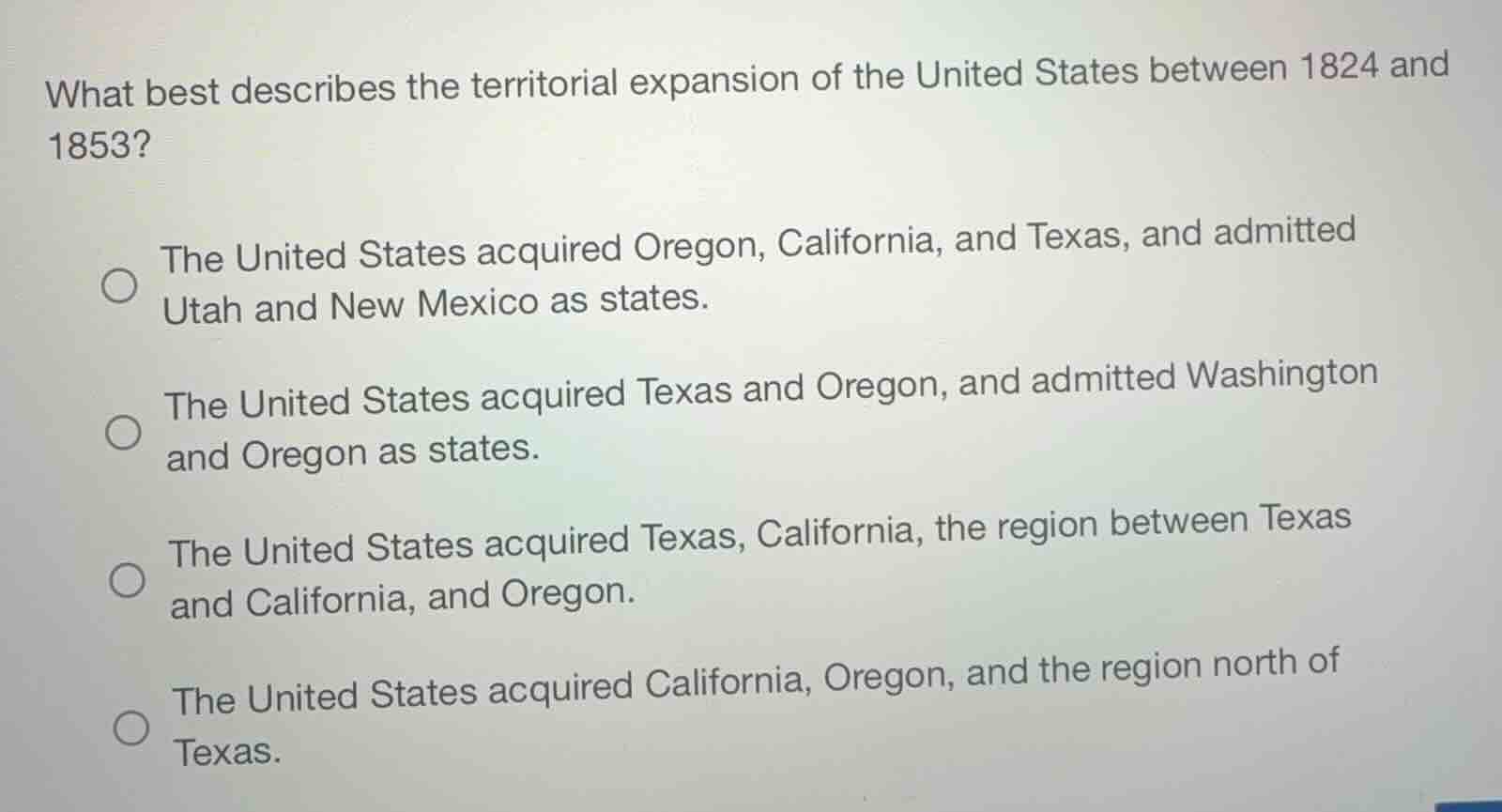 what best describes the territorial expansion of the united states betw…