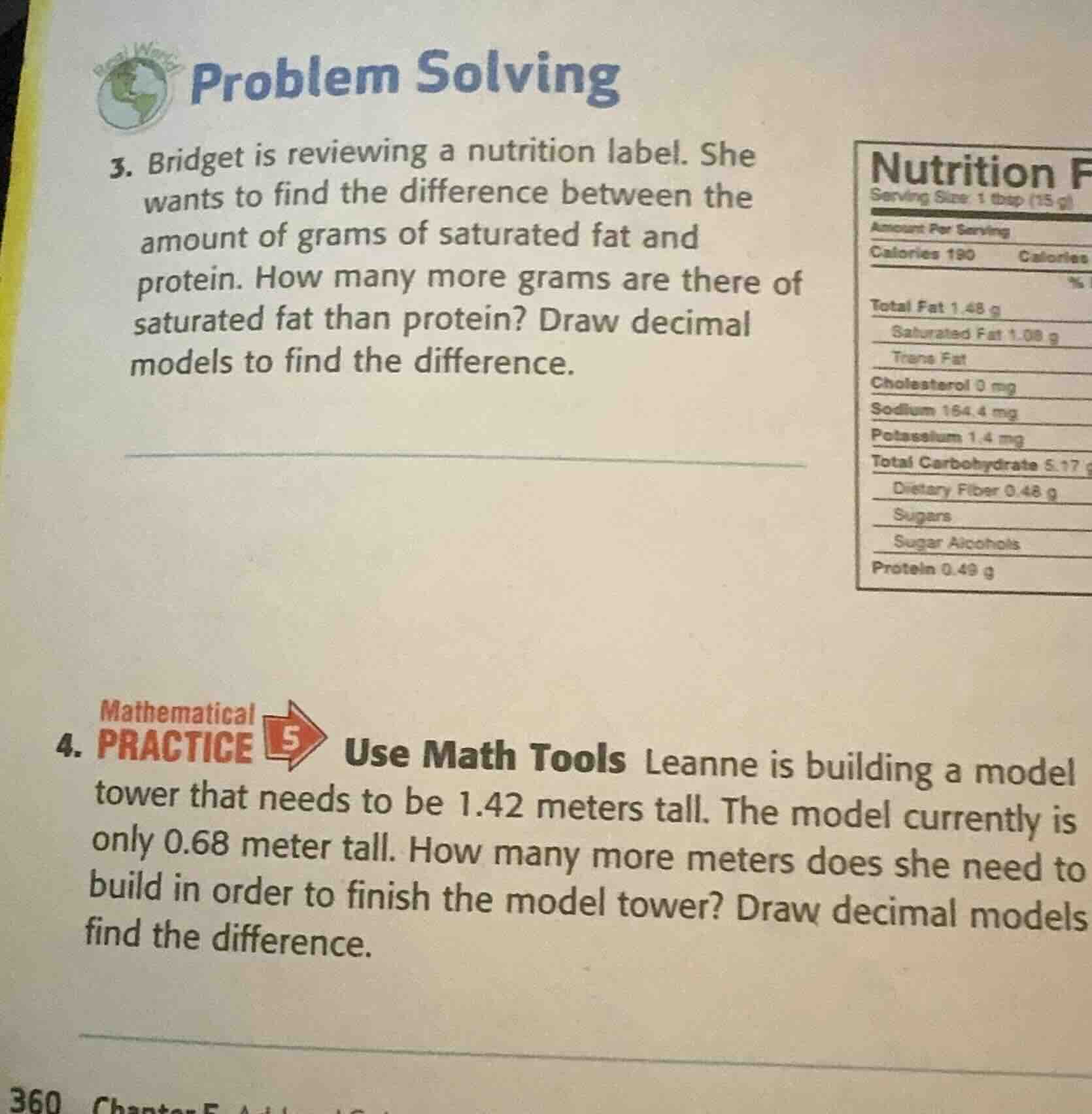 problem solving 3. bridget is reviewing a nutrition label. she wants to…