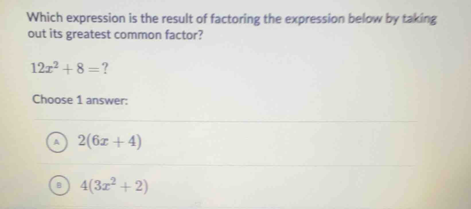 which expression is the result of factoring the expression below by tak…