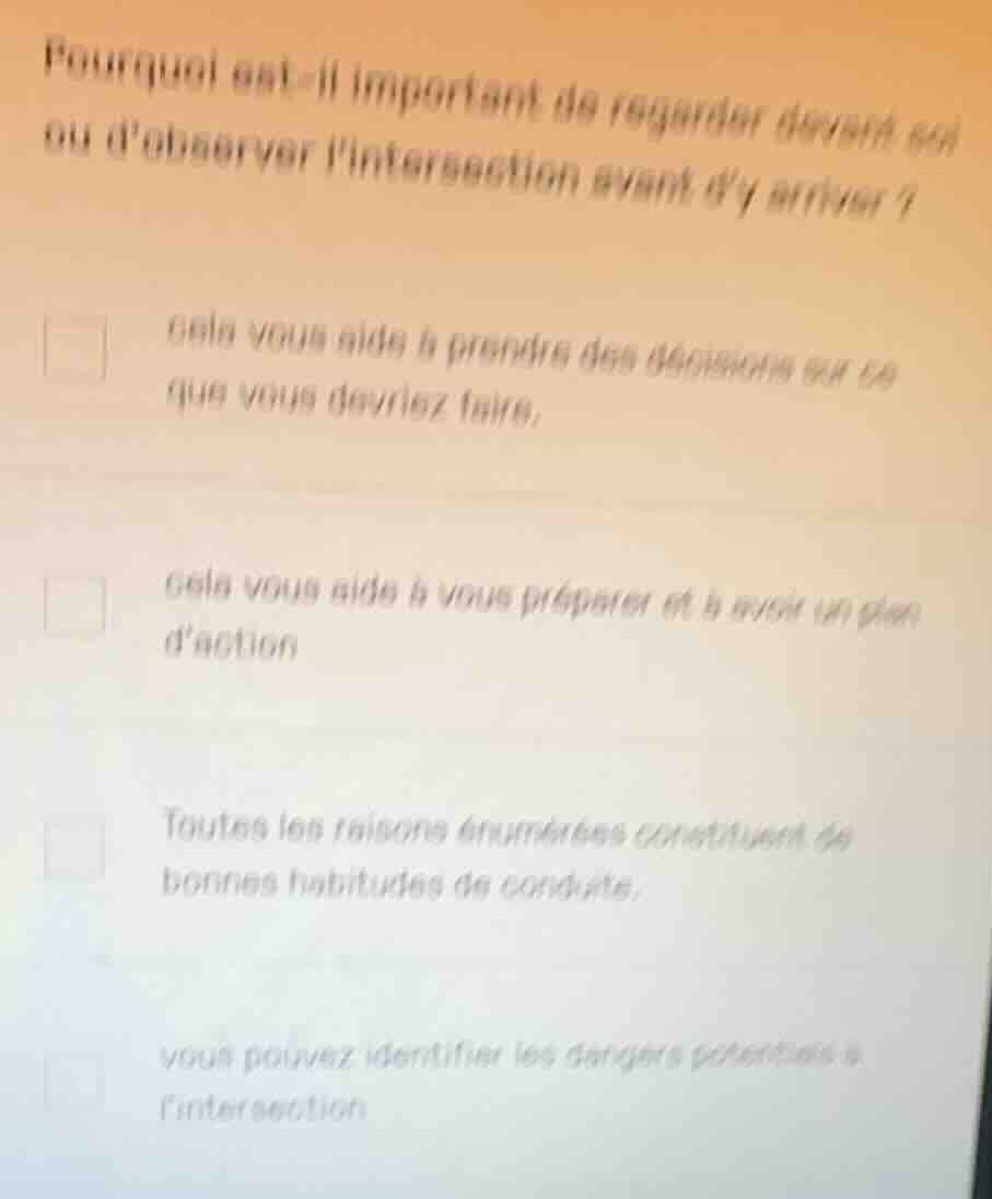 pourquoi est - il important de regarder devant soi ou dobserver linters…