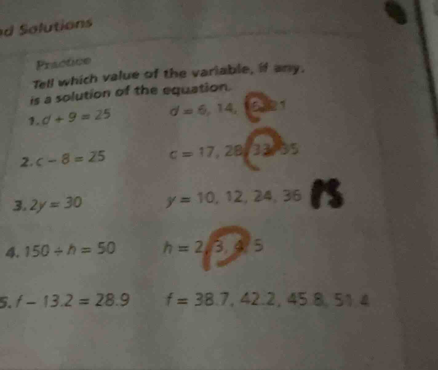 practice tell which value of the variable, if any, is a solution of the…