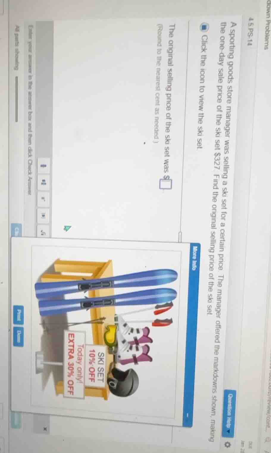 a sporting goods store manager was selling a ski set for a certain pric…