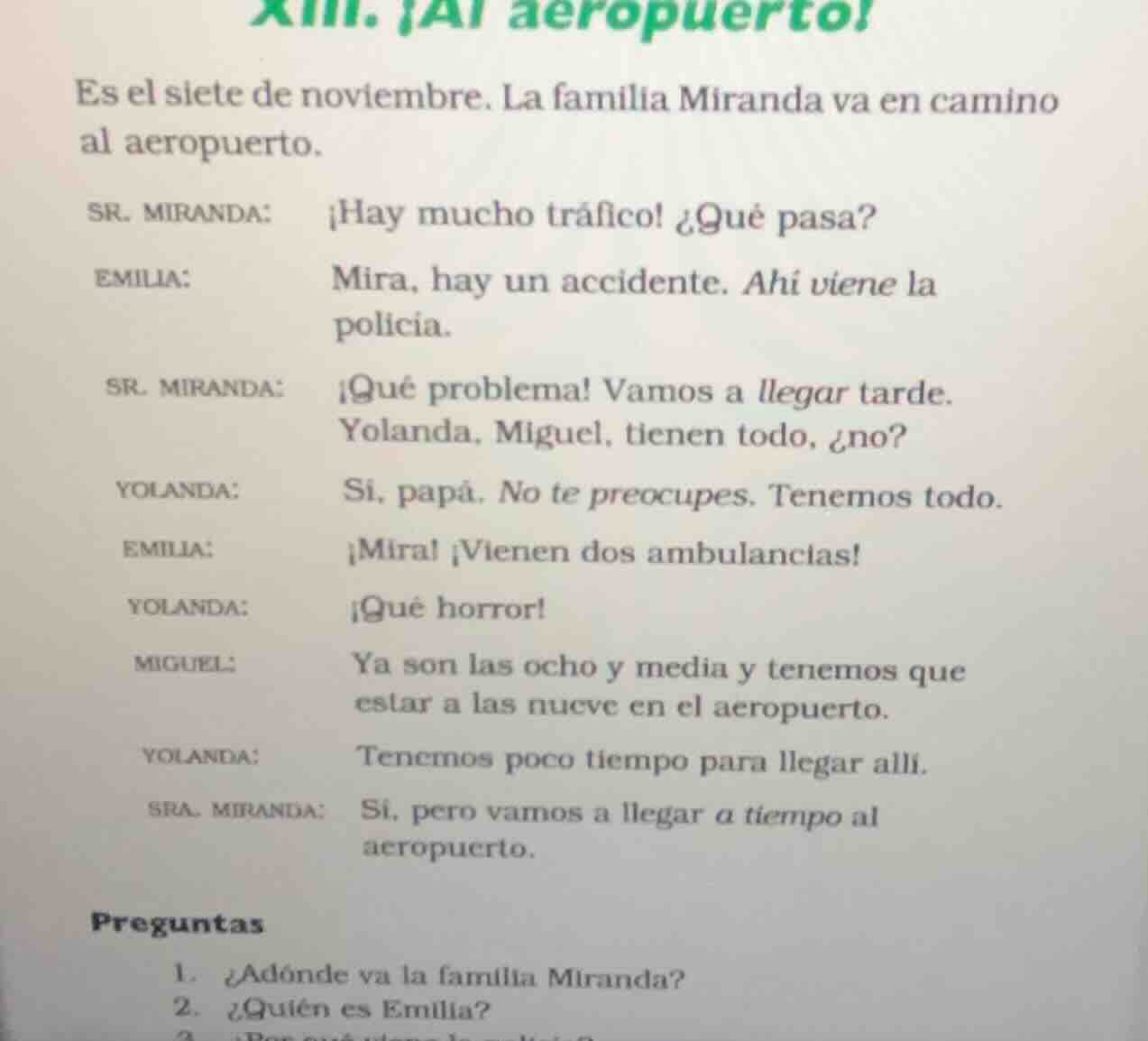xiii. ¡al aeropuerto! es el siete de noviembre. la familia miranda va e…