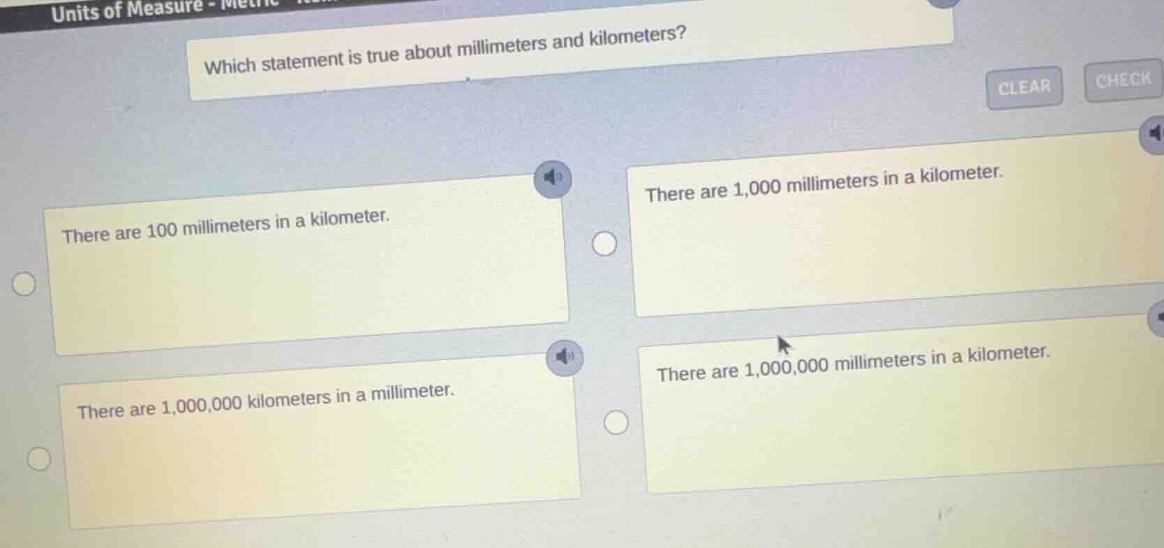 which statement is true about millimeters and kilometers? there are 100…