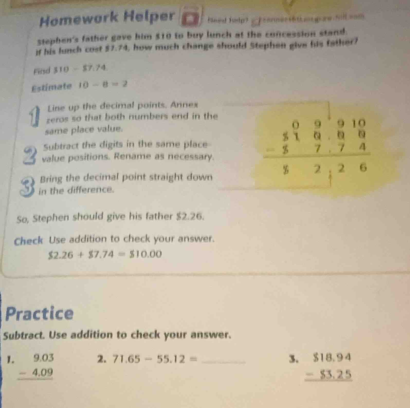 homework helper stephen’s father gave him $10 to buy lunch at the conce…