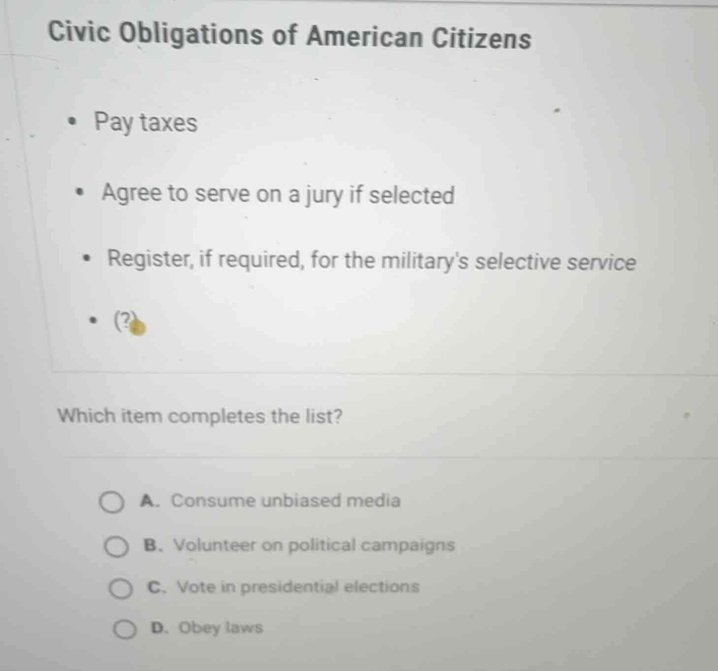 civic obligations of american citizens - pay taxes - agree to serve on …