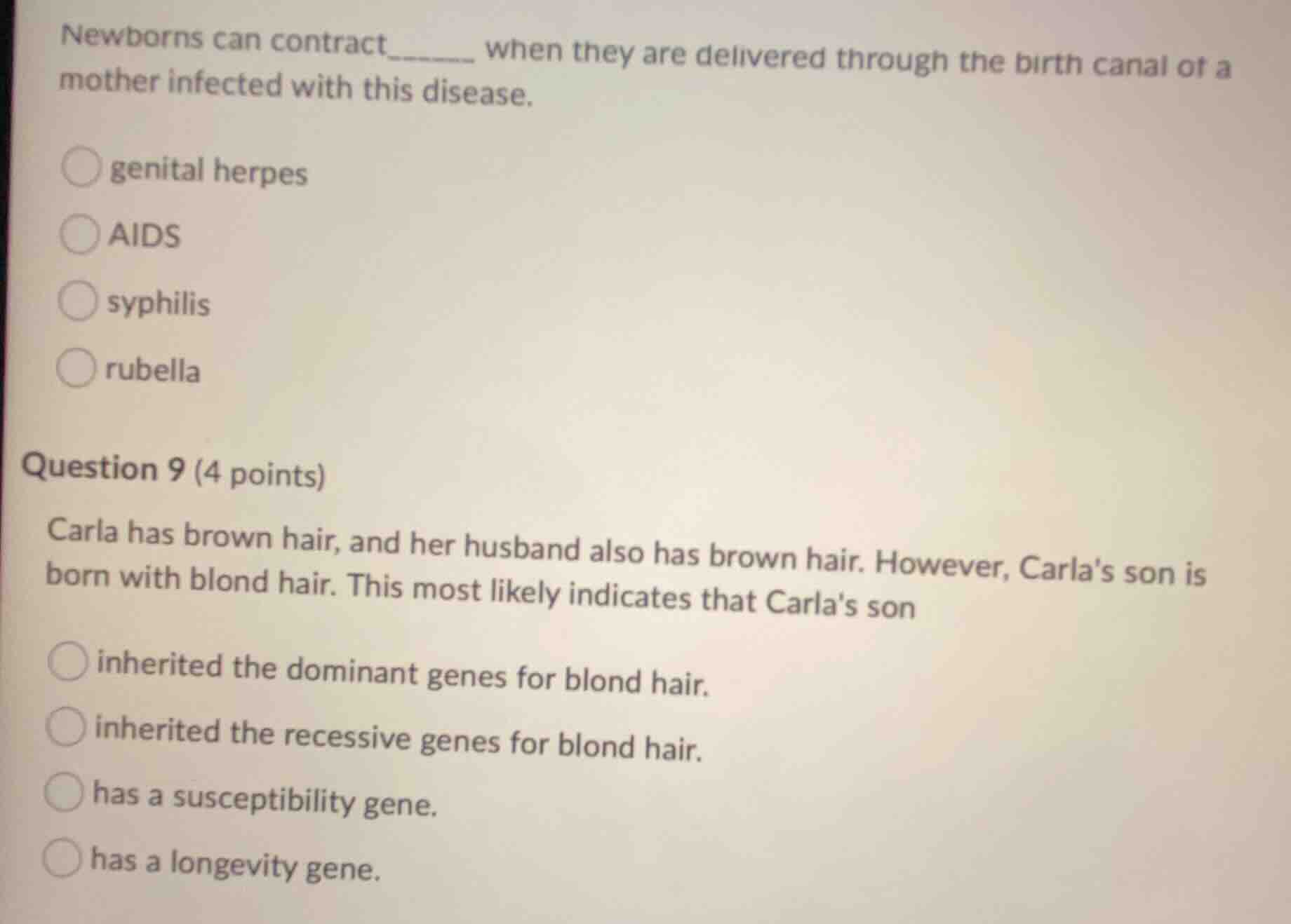 newborns can contract_____ when they are delivered through the birth ca…