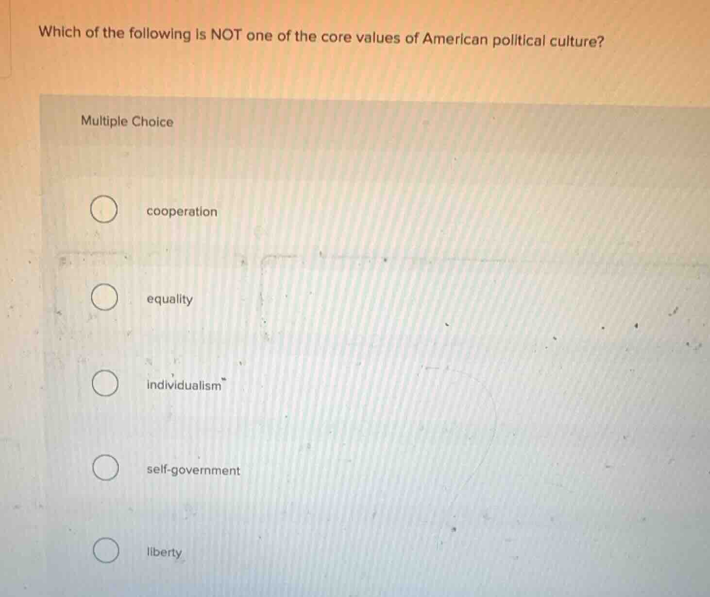 which of the following is not one of the core values of american politi…