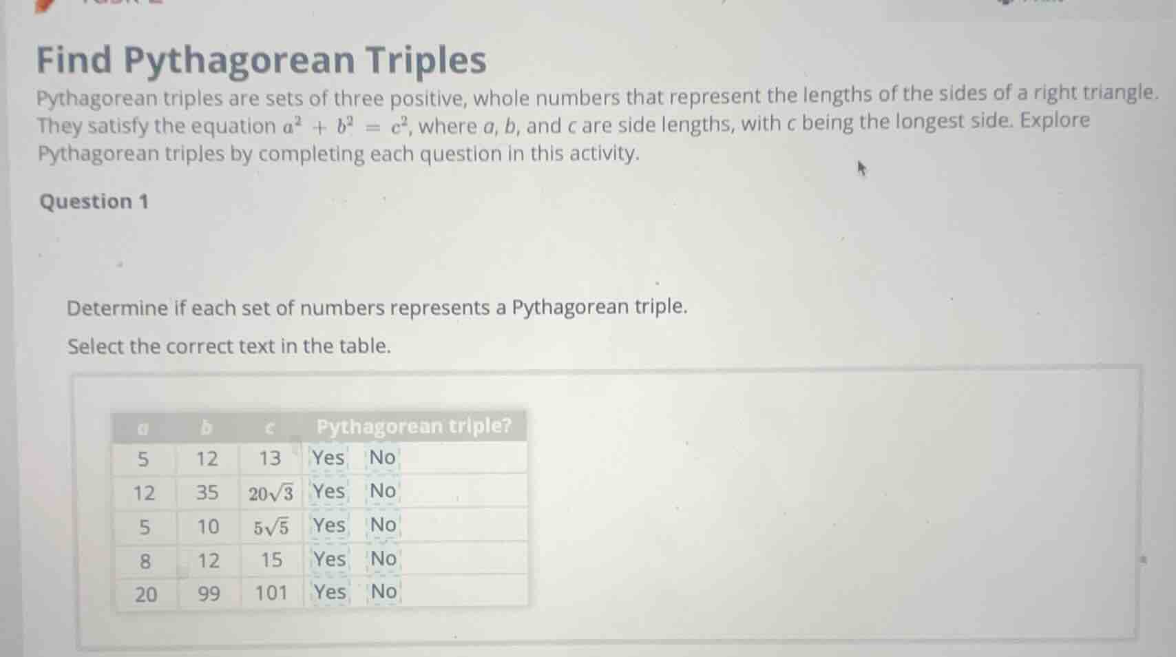 find pythagorean triples pythagorean triples are sets of three positive…