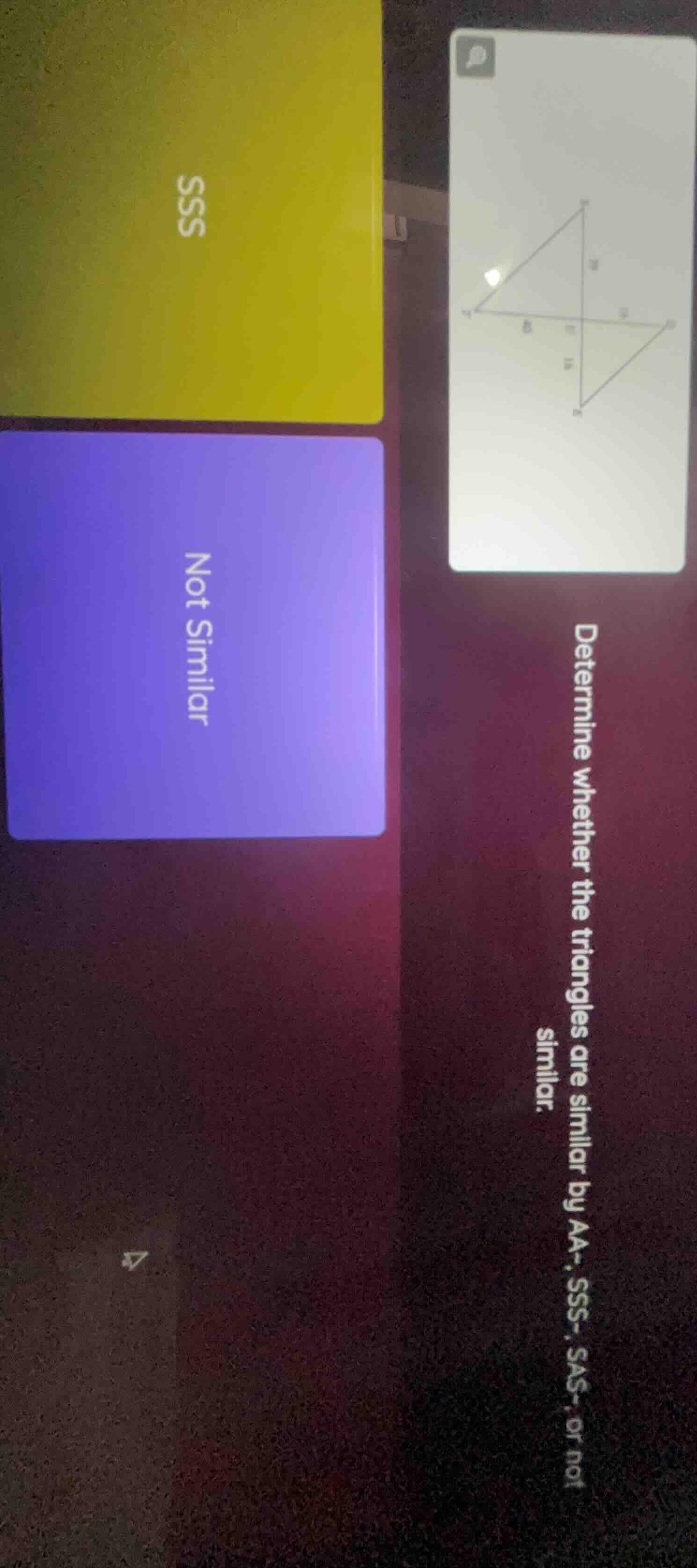 determine whether the triangles are similar by aa-, sss-, sas-, or not …