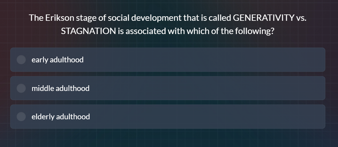 the erikson stage of social development that is called generativity vs.…