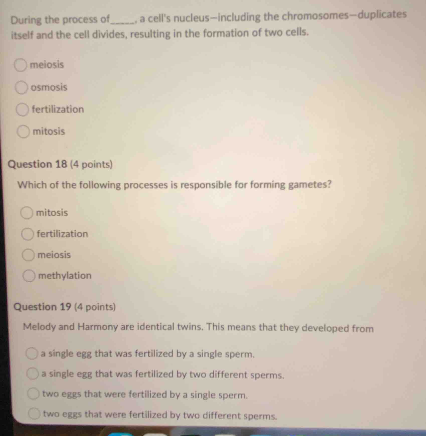 during the process of_____, a cells nucleus—including the chromosomes—d…