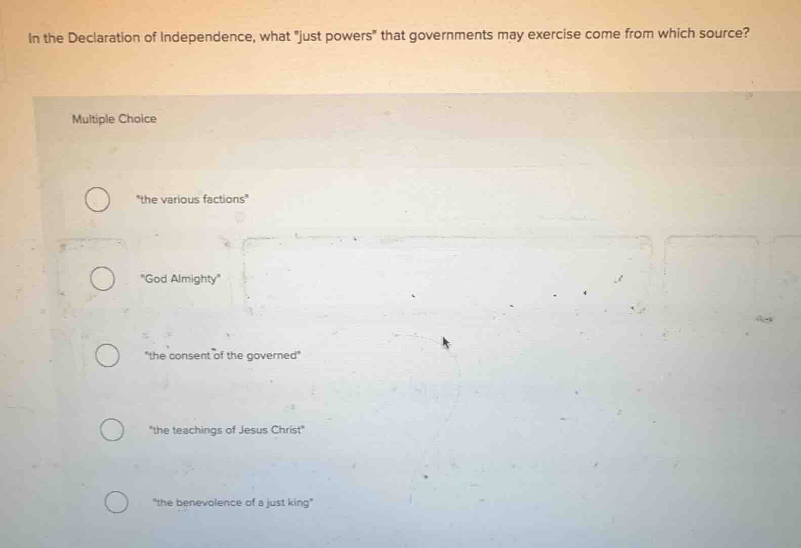 in the declaration of independence, what \just powers\ that governments…