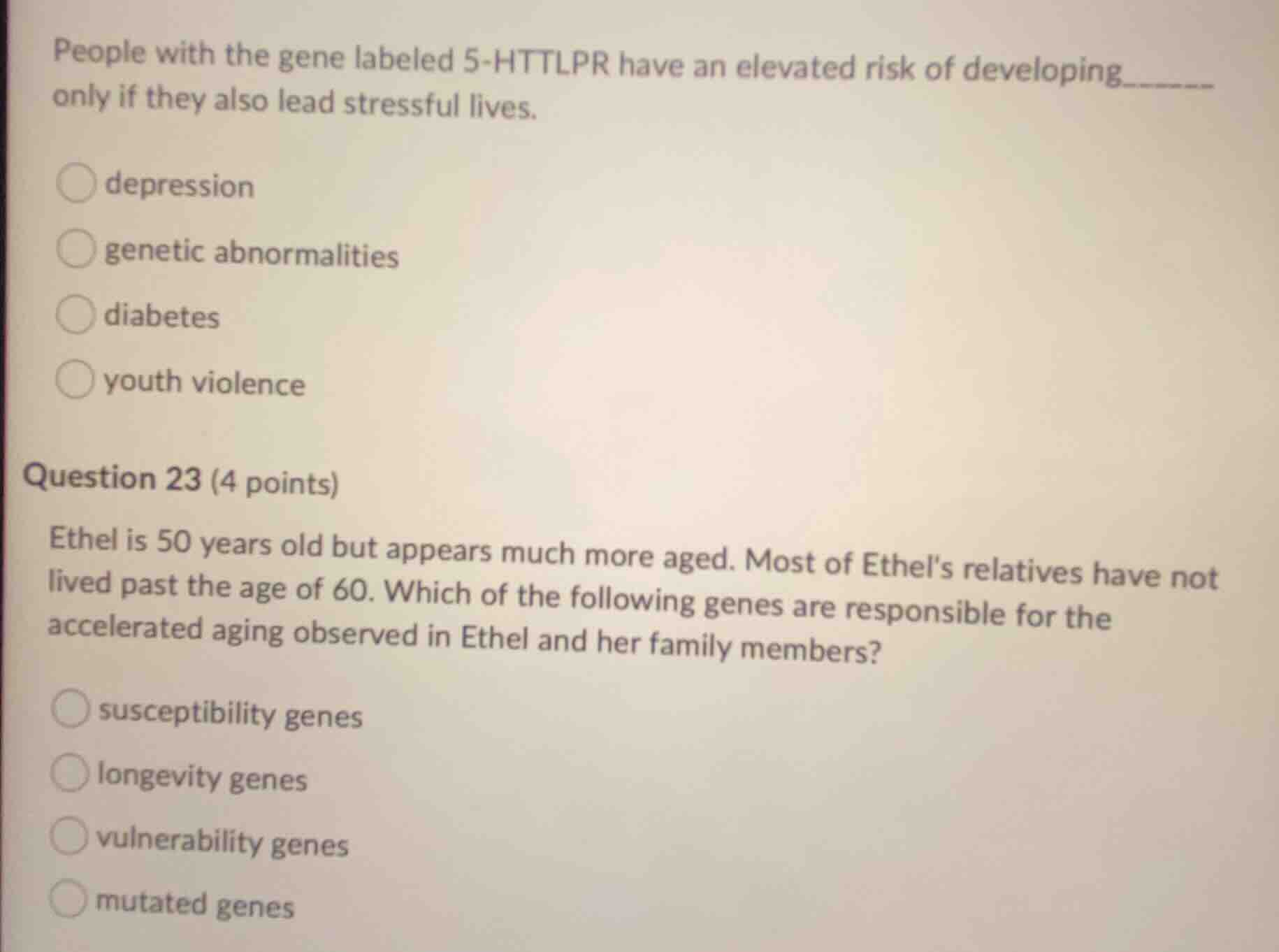 people with the gene labeled 5-httlpr have an elevated risk of developi…
