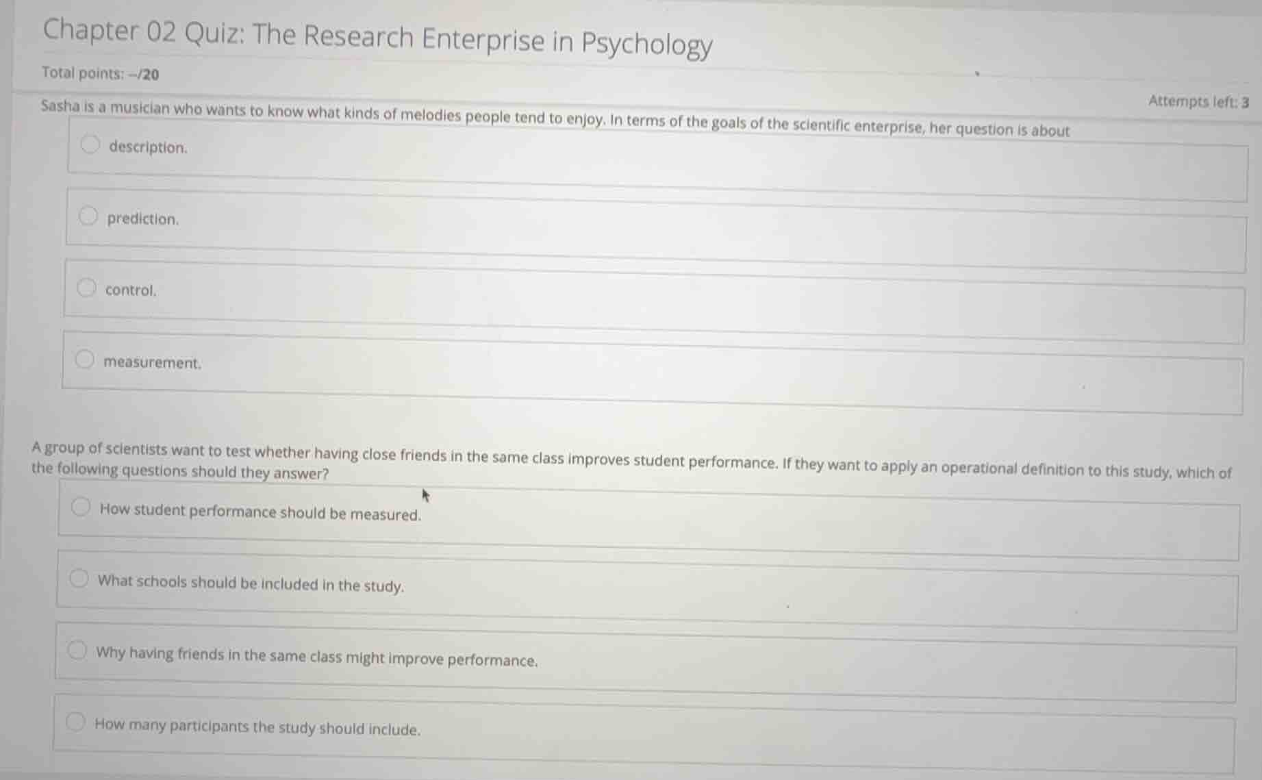 chapter 02 quiz: the research enterprise in psychology total points: --…
