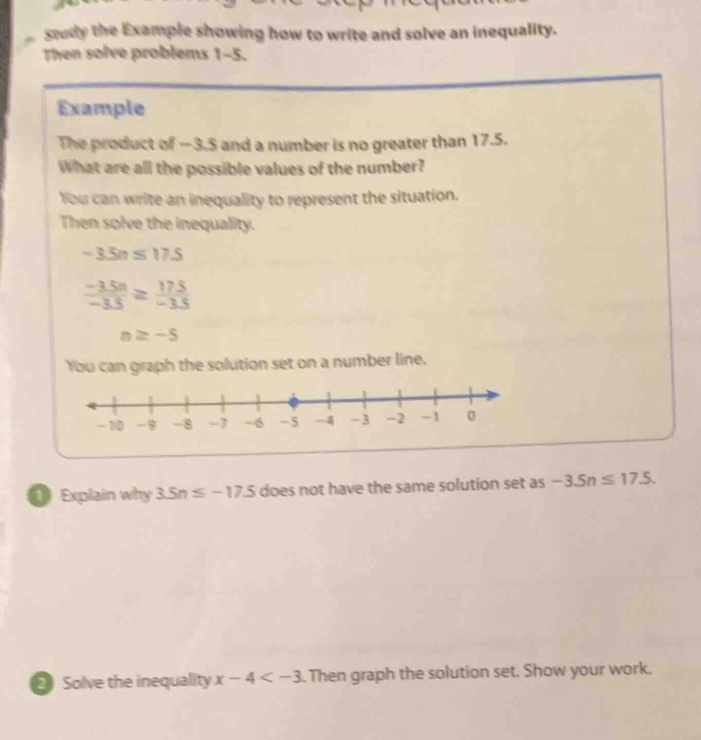 study the example showing how to write and solve an inequality. then so…