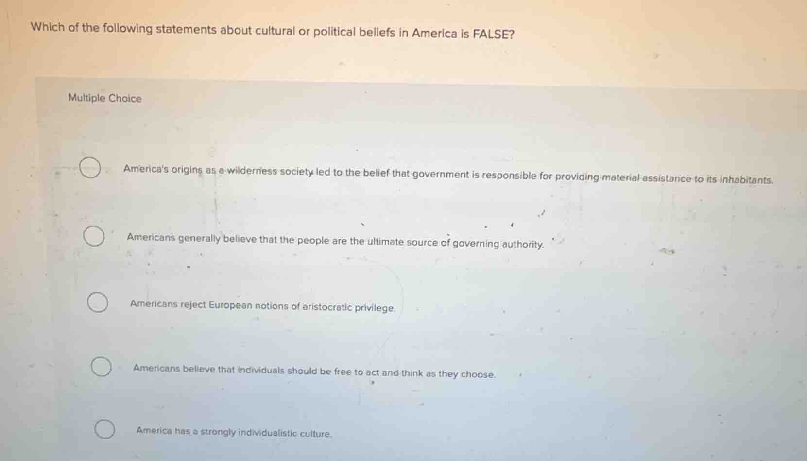 which of the following statements about cultural or political beliefs i…
