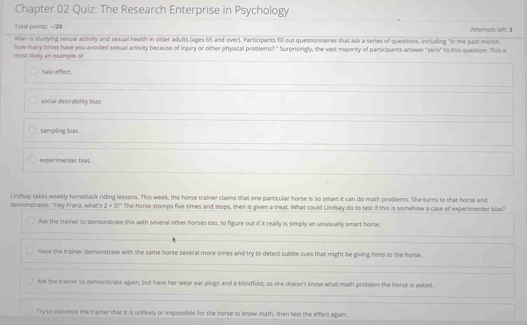 chapter 02 quiz: the research enterprise in psychology total points: ~/…