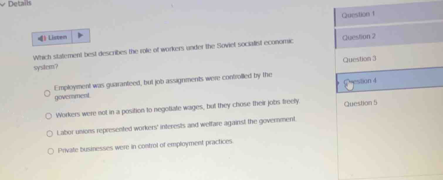 which statement best describes the role of workers under the soviet soc…