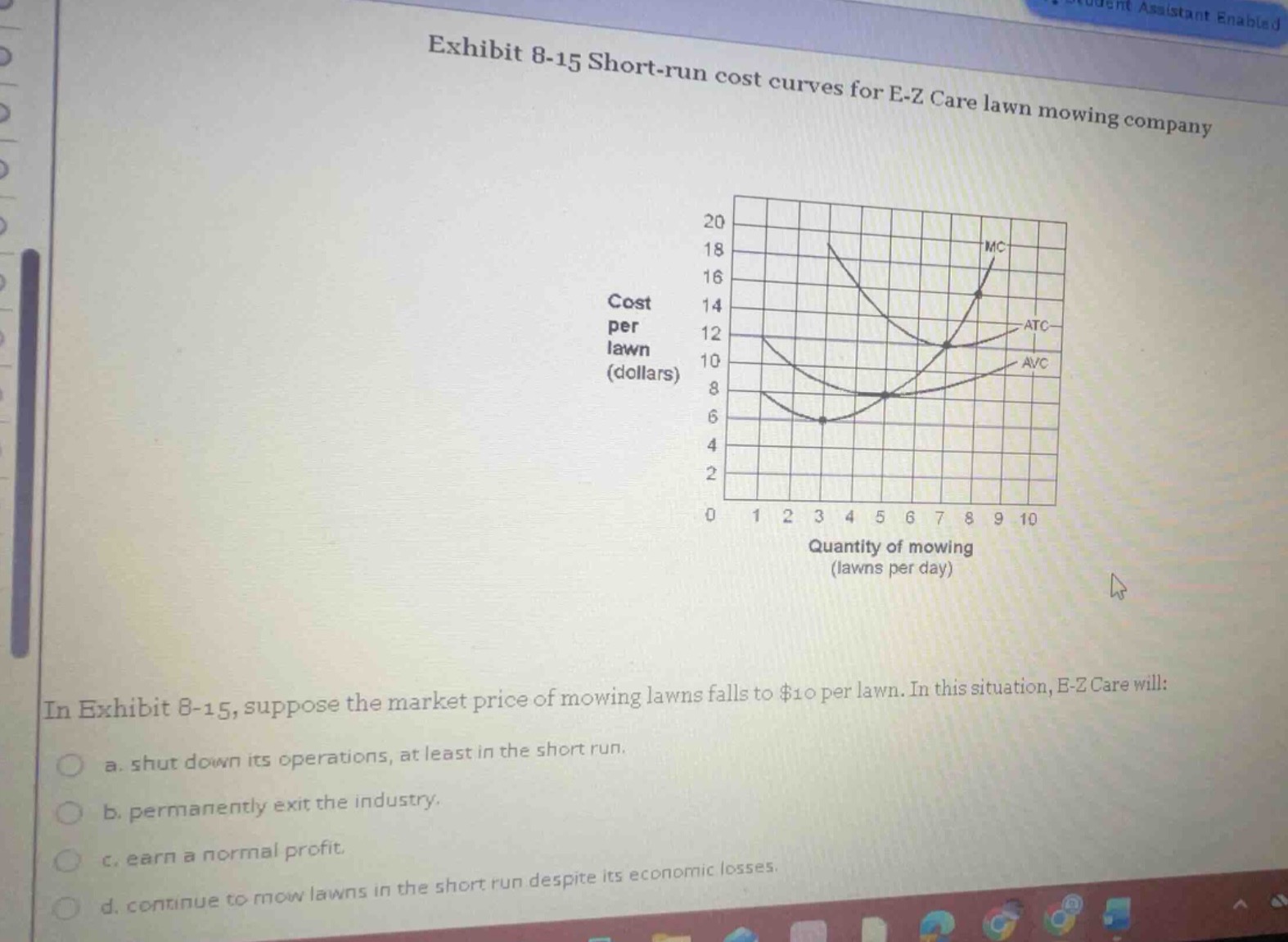 exhibit 8-15 short-run cost curves for e-z care lawn mowing company cos…