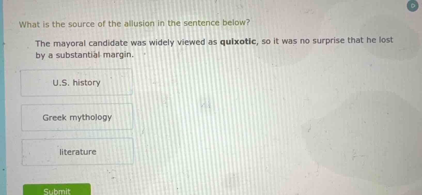 what is the source of the allusion in the sentence below? the mayoral c…