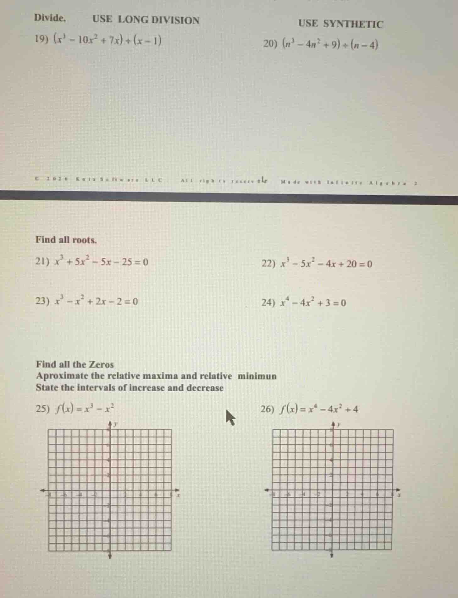 divide. use long division 19) ((x^3 - 10x^2 + 7x) div (x - 1)) use synt…