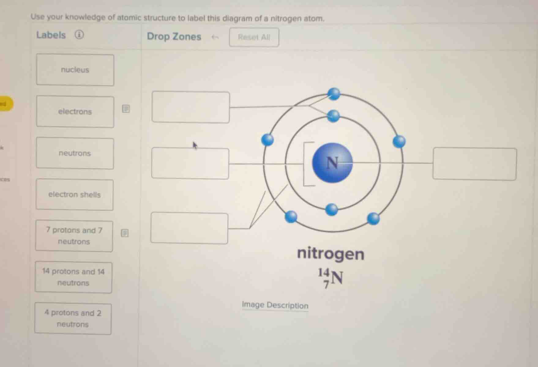 use your knowledge of atomic structure to label this diagram of a nitro…