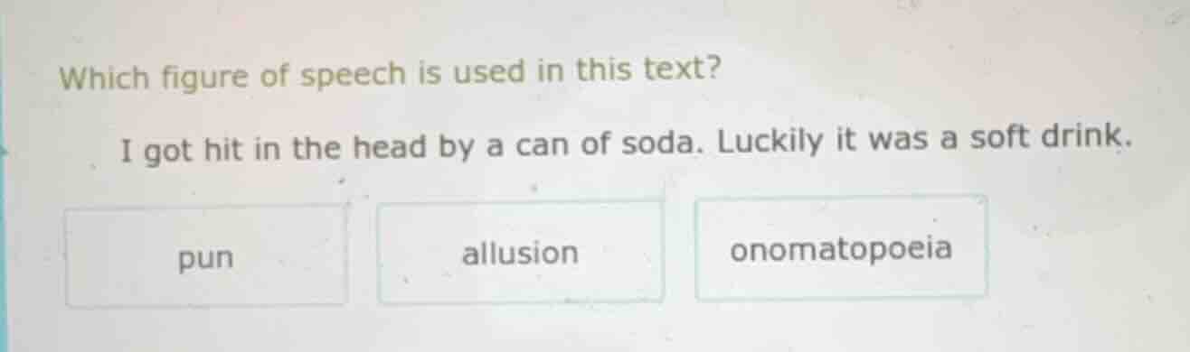 which figure of speech is used in this text? i got hit in the head by a…