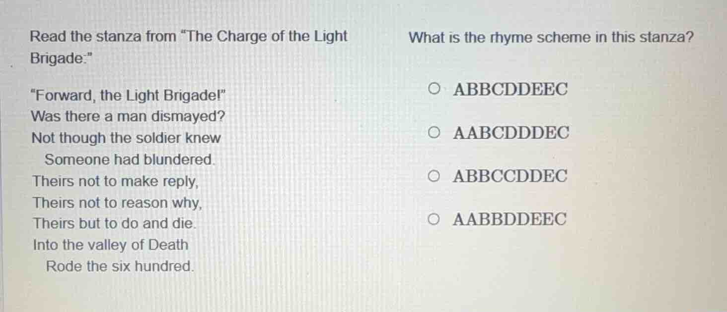 read the stanza from “the charge of the light brigade:” “forward, the l…