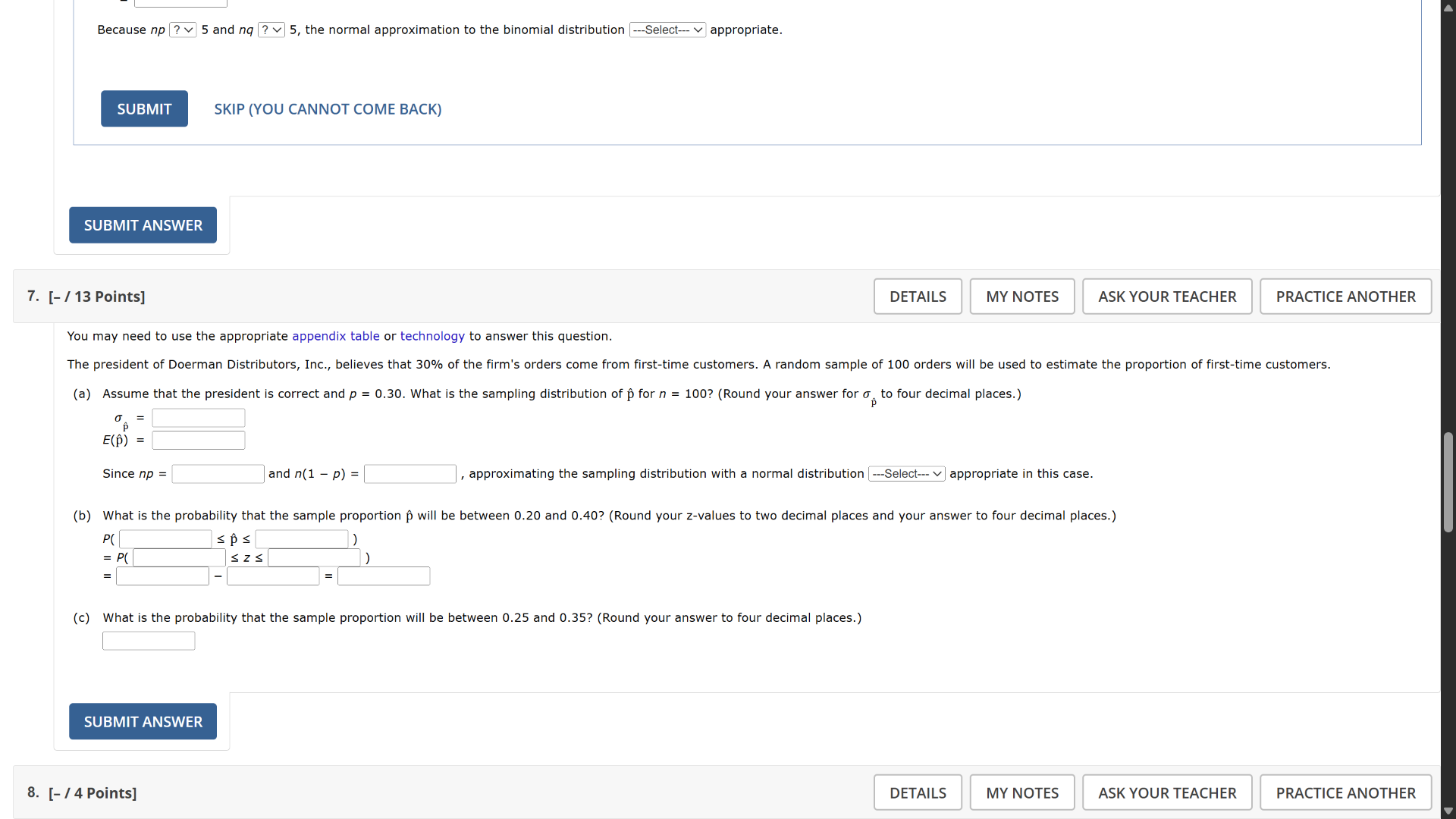 7. - / 13 points you may need to use the appropriate appendix table or …
