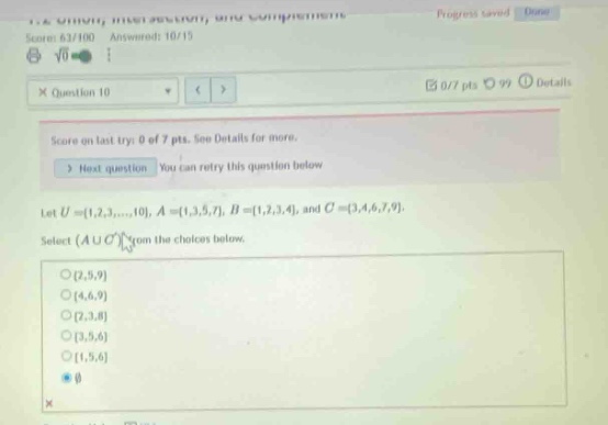 let ( u = {1,2,3,dots,10} ), ( a = {1,3,5,7} ), ( b = {1,2,3,4} ), and …