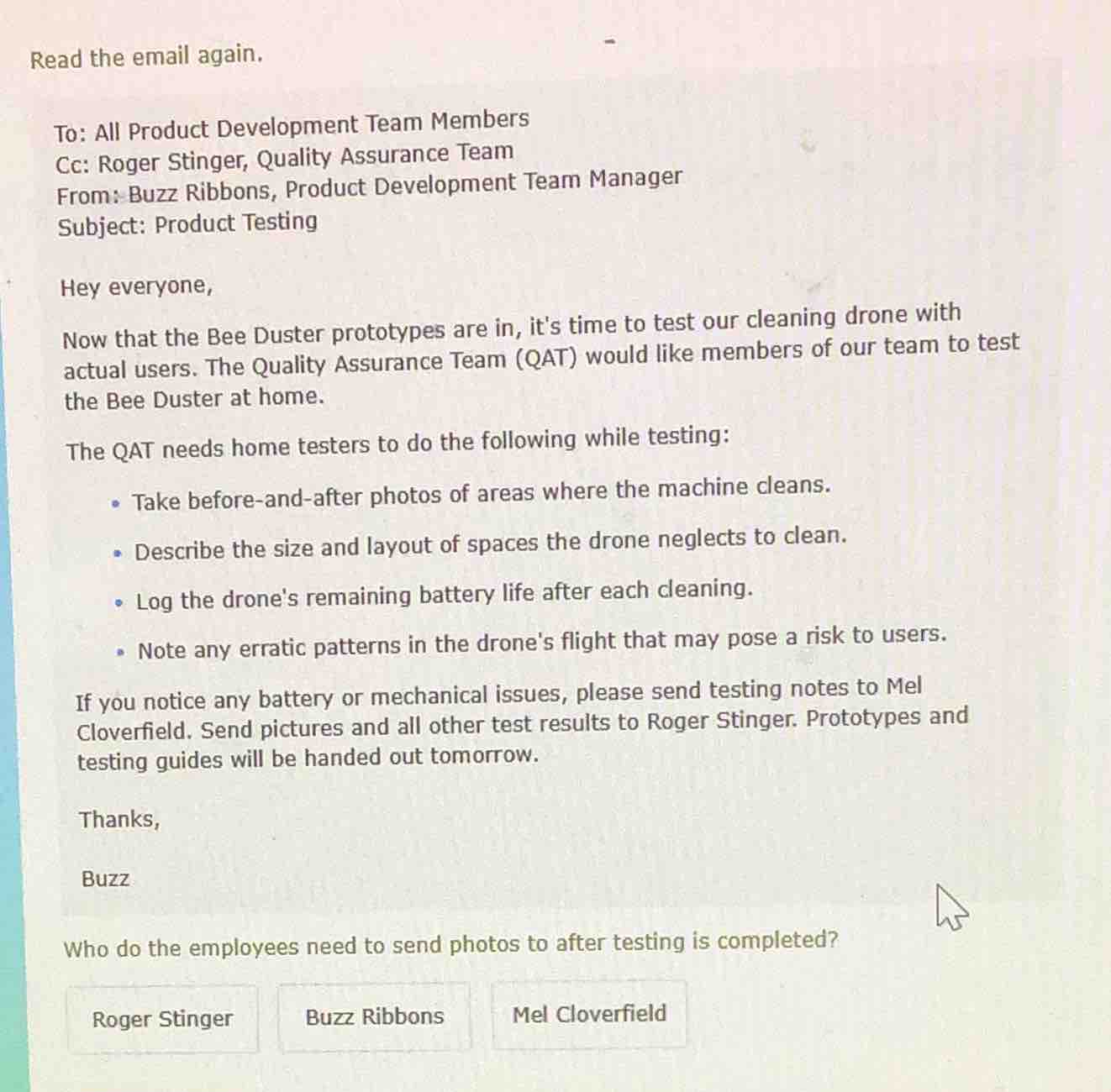 read the email again. to: all product development team members cc: roge…