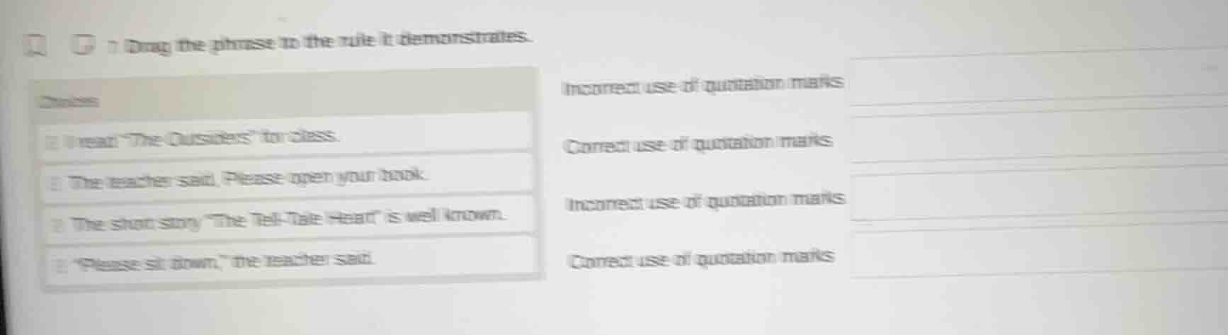 7 drag the phrase to the rule it demonstrates. choices i read \the outs…
