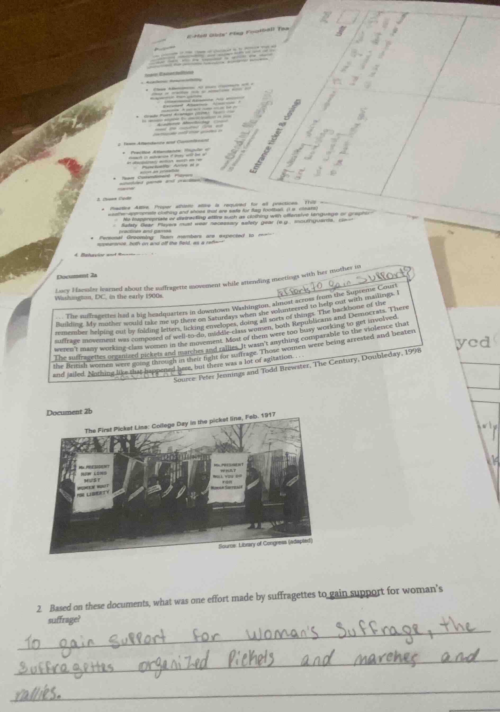 document 2a lucy haessler learned about the suffragette movement while …