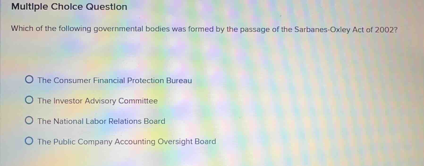 multiple choice question which of the following governmental bodies was…