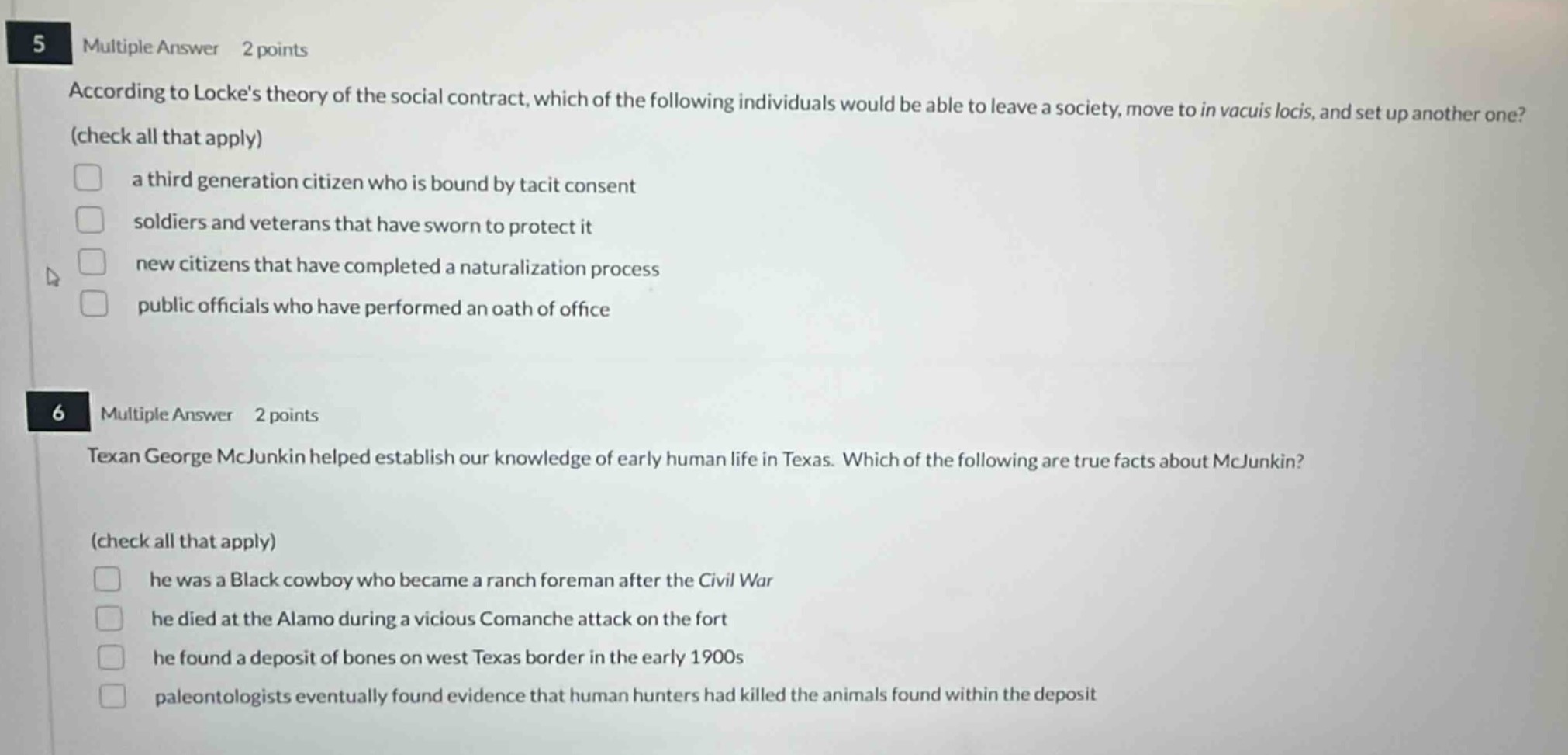 5 multiple answer 2 points according to lockes theory of the social con…