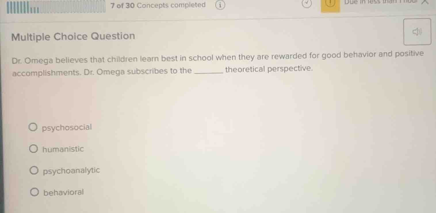 multiple choice question dr. omega believes that children learn best in…