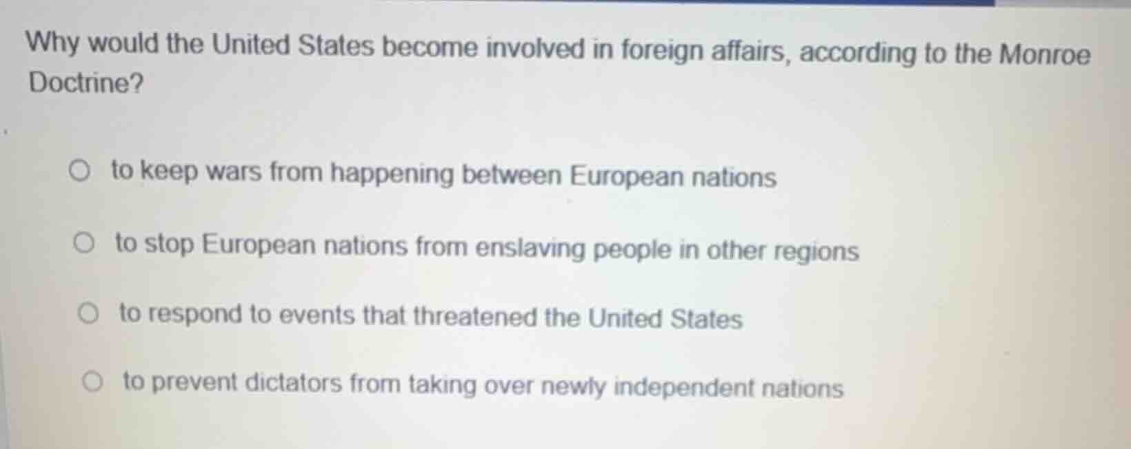 why would the united states become involved in foreign affairs, accordi…