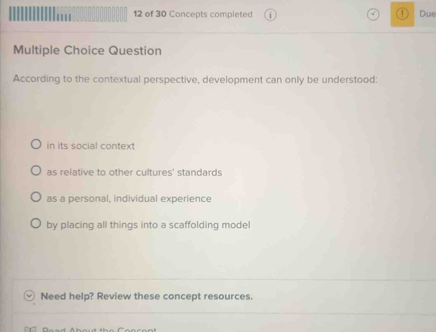 multiple choice question according to the contextual perspective, devel…