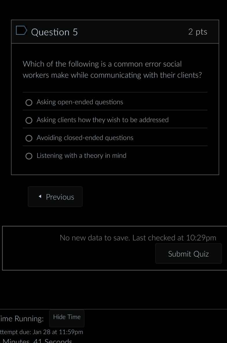 question 5 2 pts which of the following is a common error social worker…