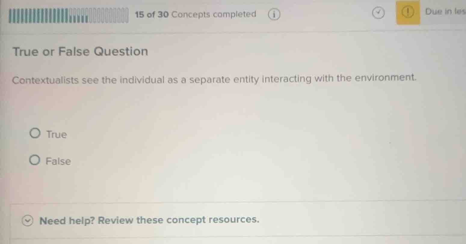 true or false question contextualists see the individual as a separate …