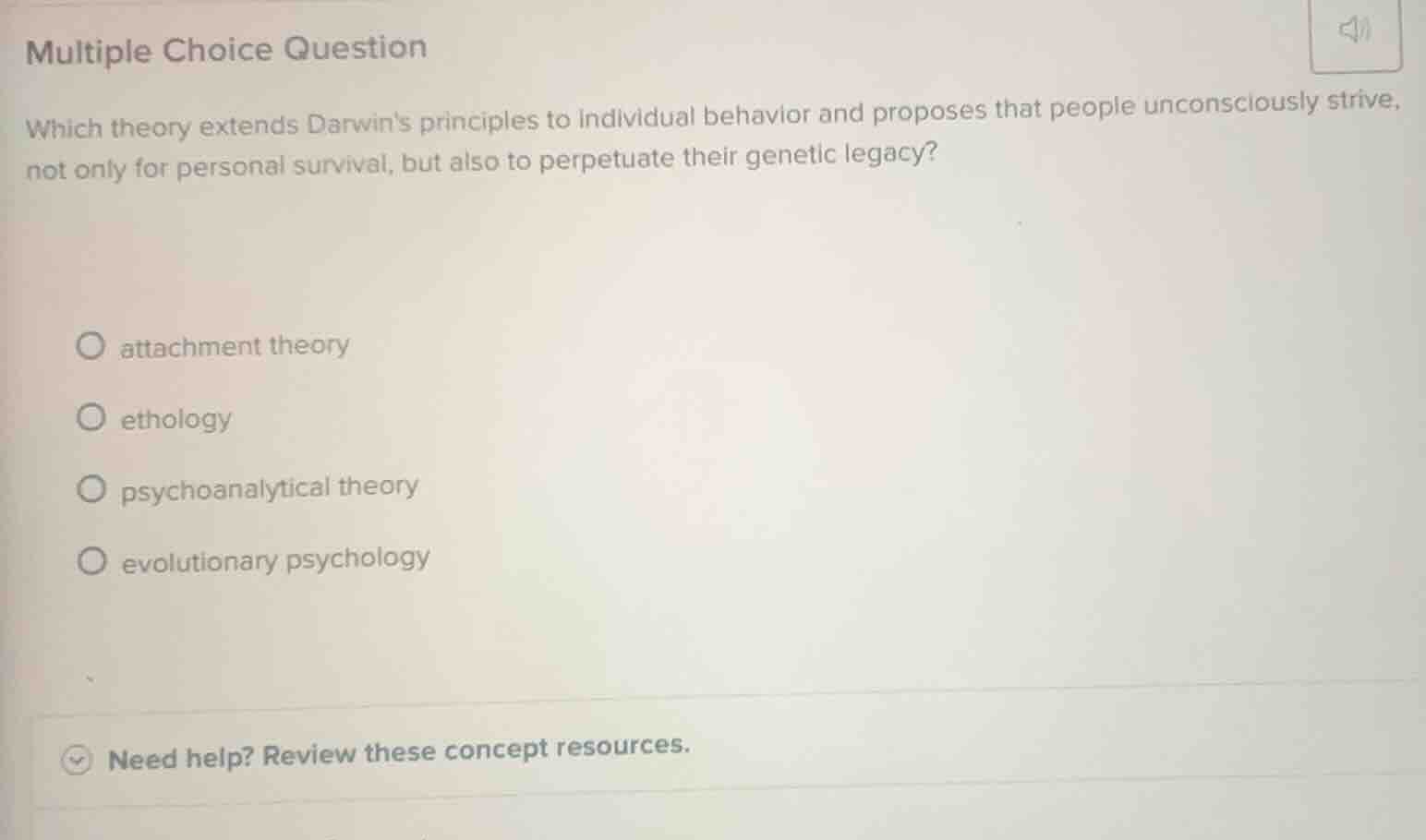 multiple choice question which theory extends darwins principles to ind…
