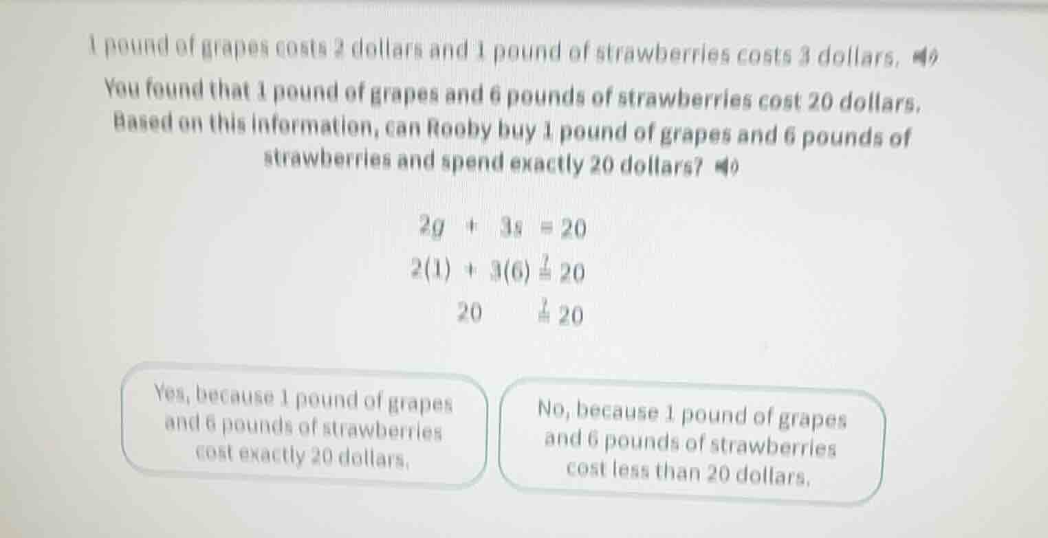 1 pound of grapes costs 2 dollars and 1 pound of strawberries costs 3 d…