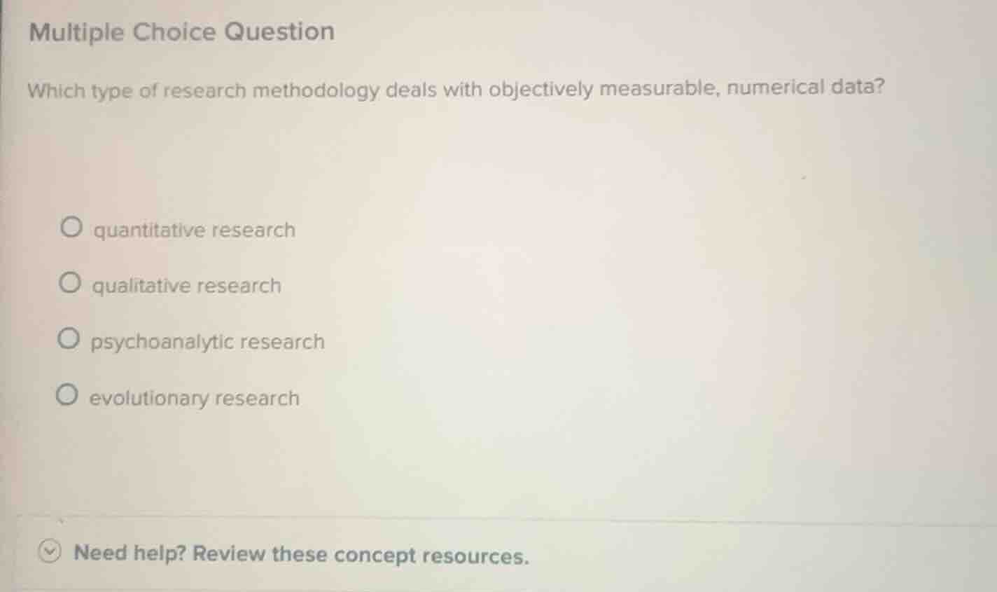 multiple choice question which type of research methodology deals with …